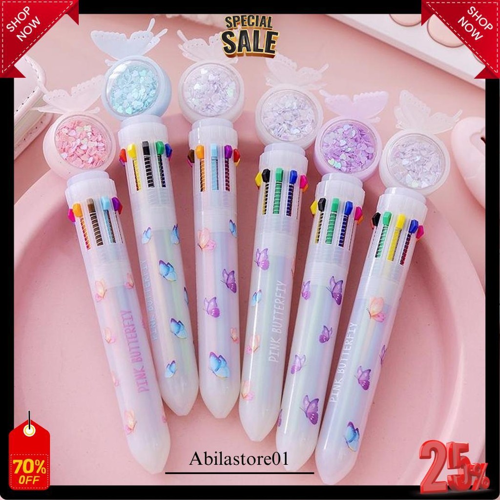 

- Pulpen Gel Butterfly 10 Warna, Alat Tulis, Stationery Gratis Ongkir