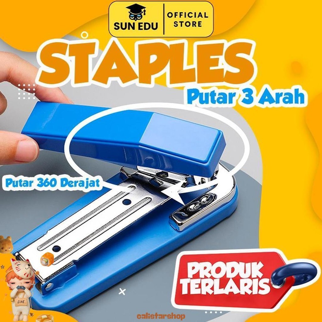 

Triple Stapler Stepler Rotatable/ Staples Meja Putar 3 Arah Besar/ Staples Kantor Murah