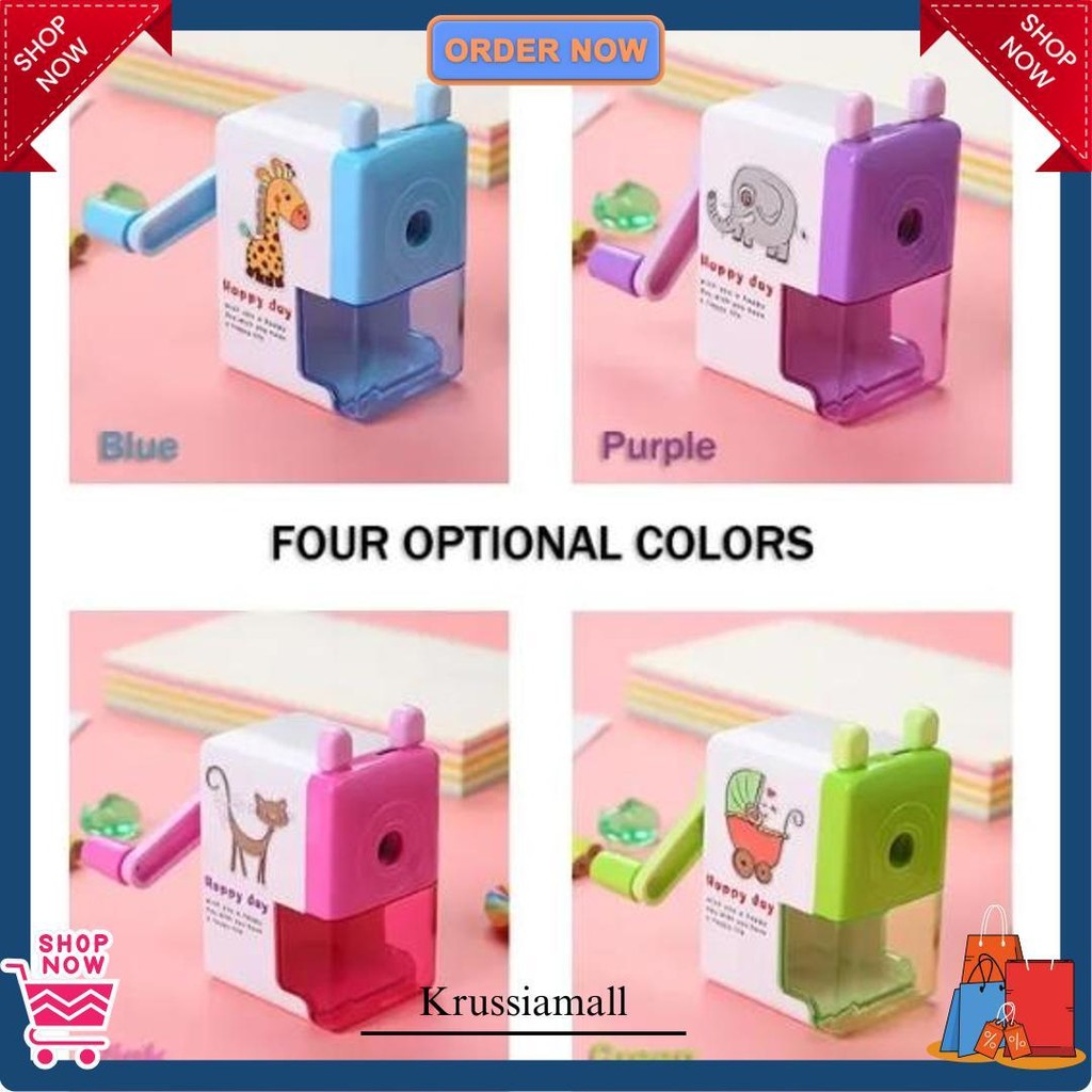

Rautan Serutan Pensil Putar Gaya Kartun Sharpener Rautan Meja 4 Warna Siap Kirim