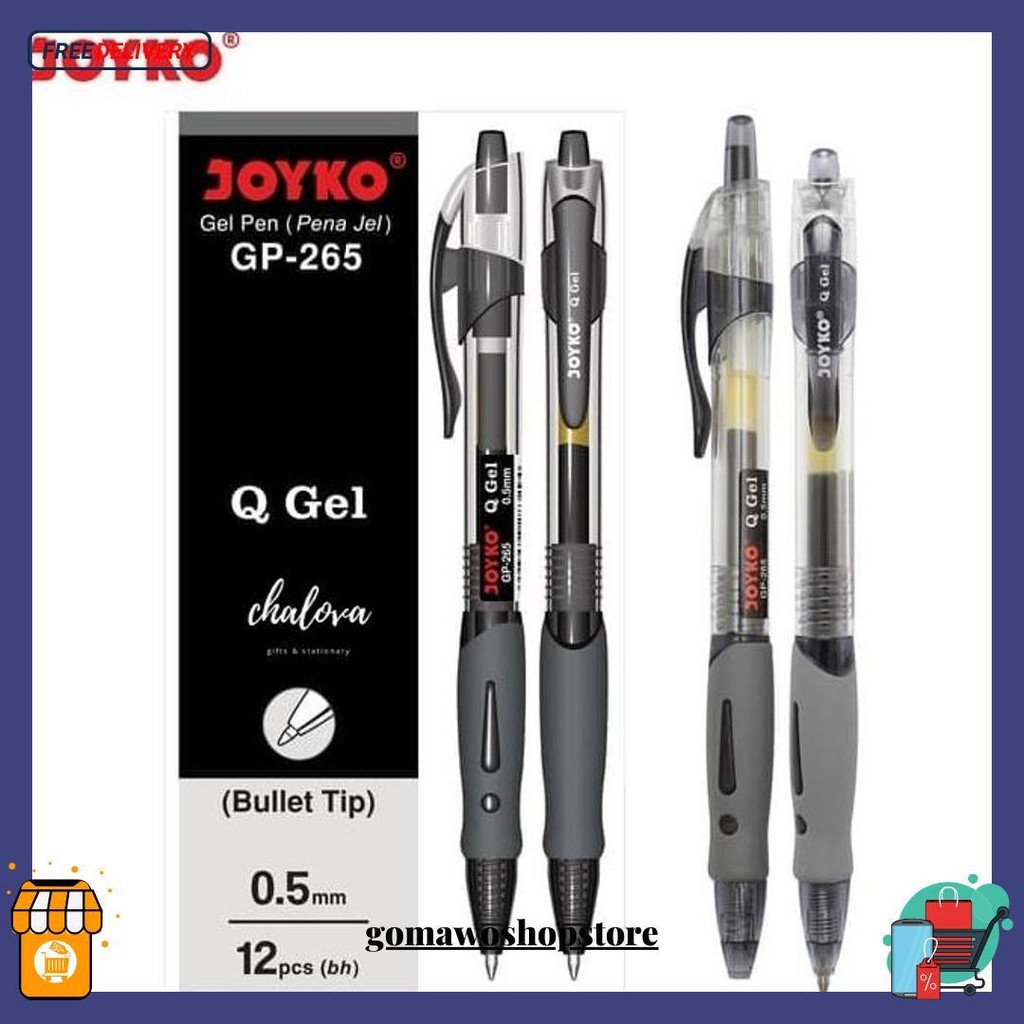 

[Lusin] Pulpen Joyko Gp-265 Q Gel Pen 0.5Mm / Gel Pen Joyko Isi 12 Pcs Terlaris