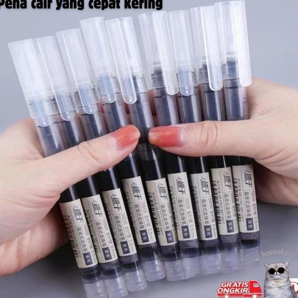 

(Bisa Cod) 12-50 Pcs Pena Cairan Cepat Kering Pena Gel Pena Tanda Tangan Hitam Biru Merah Pena Jarum Alat Tulis Ujian Siswa Pena Gel Kantor, Sekolah Untuk Tanda Tangan 0.5Mm Cod