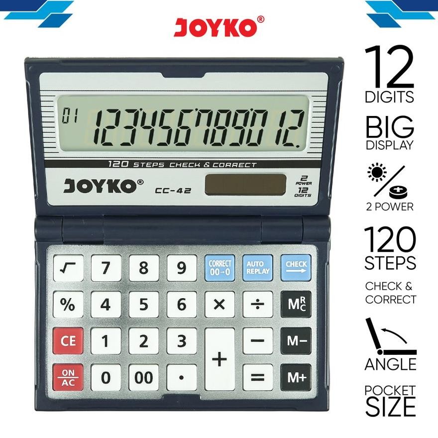 

Ez23 JOYKO CC42 CHECK & CORRECT CALCULATOR 12 Digit - Kalkulator Lipat Meja CC 42 Premium