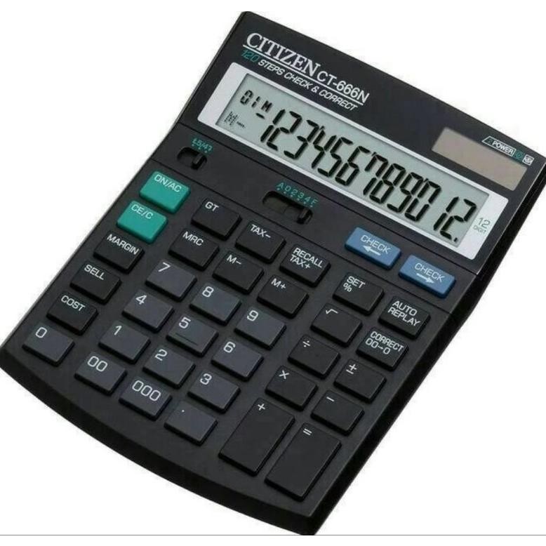 

se-7 Kalkulator 12 Digit Citi.Zen CT-666N Calculator Check Correct Cek Ulang CT666N Premium