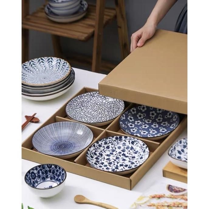 HARGA DISKON Dinner Set Keramik / 4 PCS Piring Jepang / Japanese Dinner/Salad Plate