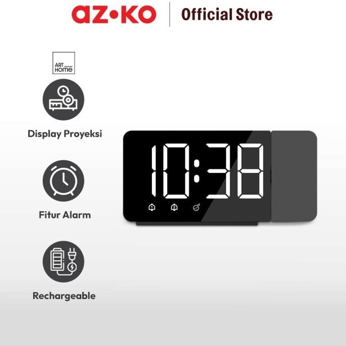 

AZKO Arthome Jam Meja Led Proyeksi Em3211 Desk Clock Jam Digital Aesthetic Dekorasi Meja Hiasan Rumah Tempat Komersial - Putih LFS