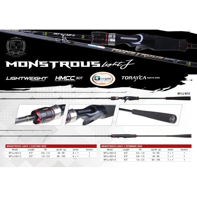 Joran Light Jig Seahawk Monstrous One Piece 621Sp 621Bc Pe0.4-1.0 Pe0.8-1.6 Pe1.0-2.5 Free Pipa Rod 