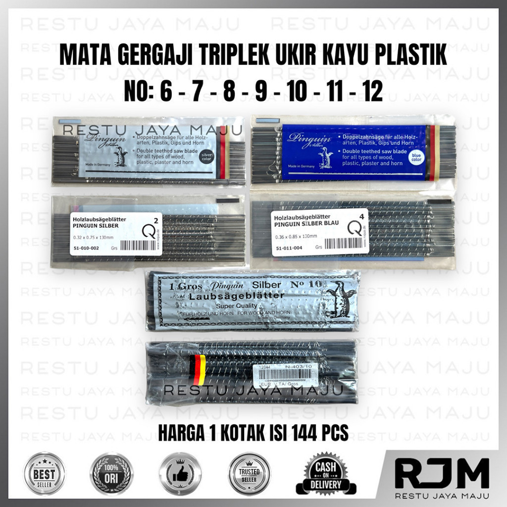 [144 pcs]  PINGUIN Mata Gergaji Triplek Penguin Silber Ukir Kayu Plastik 6789101112 rj