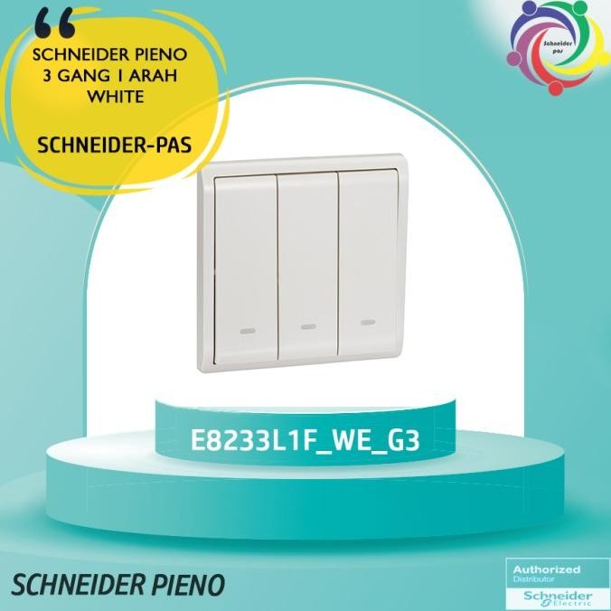 Murah SCHNEIDER PIENO 3 GANG 1 ARAH WHITE Non COD