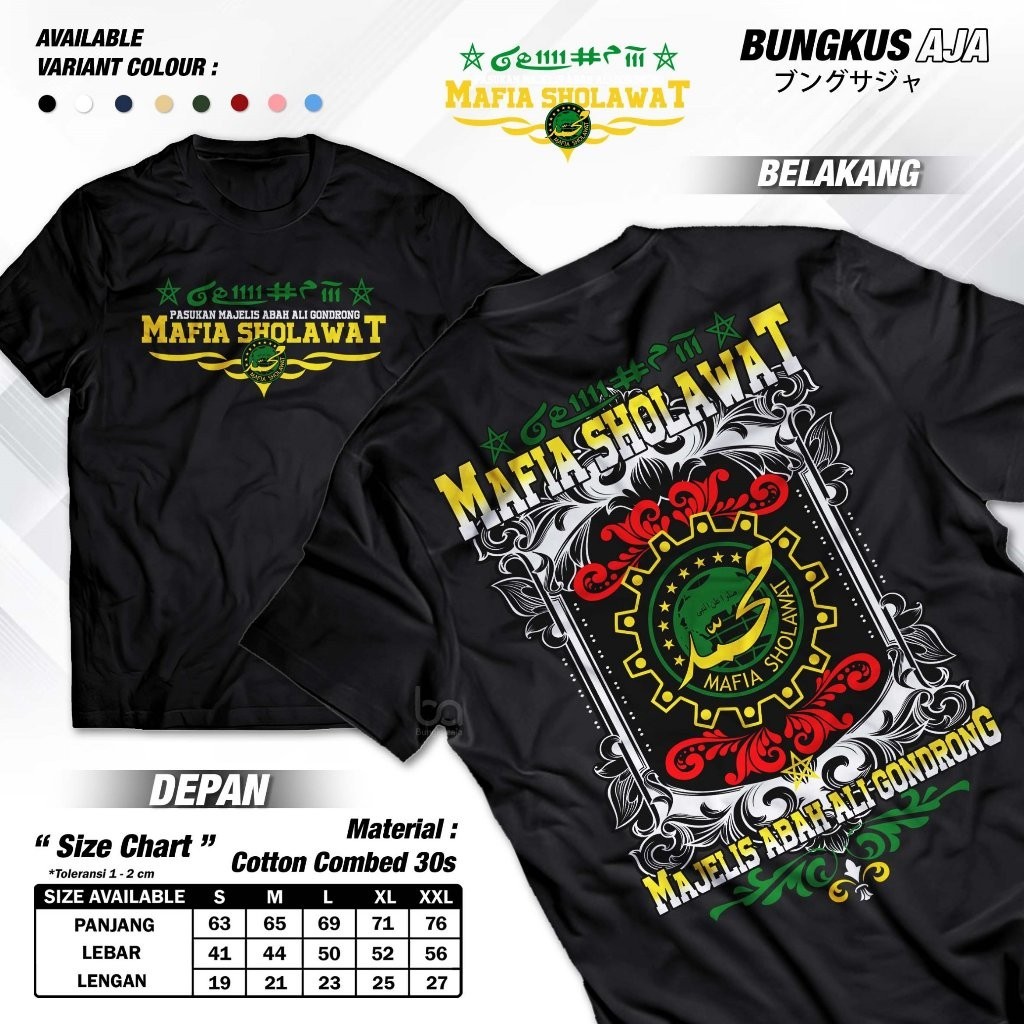 DENZ CLOTHES - Kaos Mafia Sholawat Majelis Abah Ali Gondrong Tshirt Santri Muslim Nahdlatul Ulama