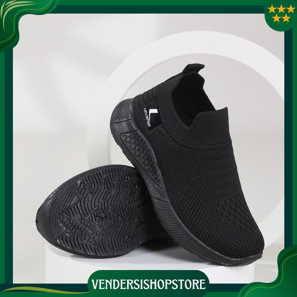 Evr Free Box Lv0438 Sepatu Sneakers Hitam Tanpa Tali Anak Dan Wanita Sepatu Slip On Anak Dan Wanita 