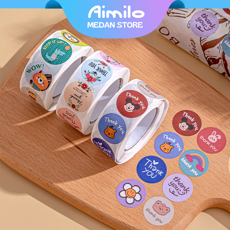 

Aimilo - Sticker Thank You 500 pcs/Stiker Terima Kasih Warna Self Adhesive Seal Label Roll