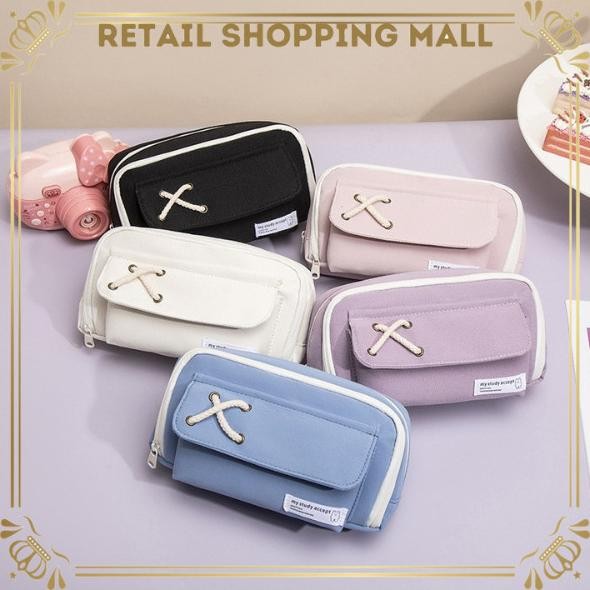 

Promo!! Rsm Tempat Pensil Model Pita Kotak Pensil Tali Silang Bahan Kanvas