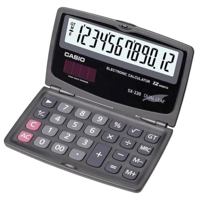 

TERBARU - KALKULATOR LIPAT DUAL LEAF CASIO SX 220 ORIGINAL BERGARANSI 12 DIGIT
