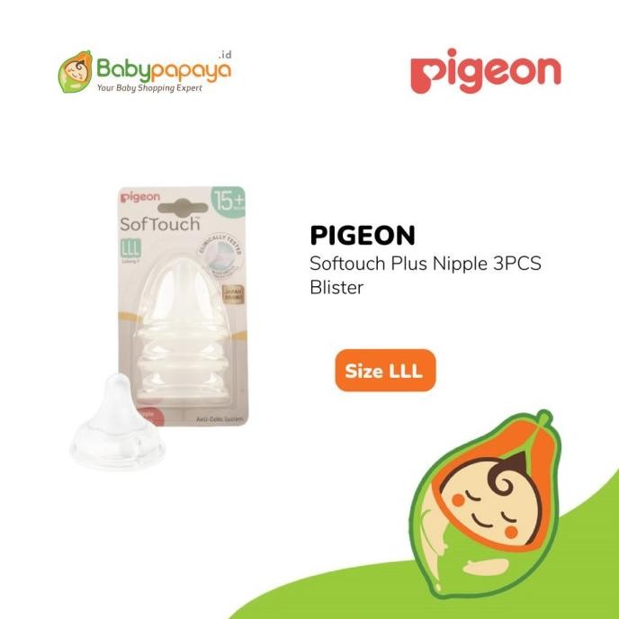 PIGEON SOFTOUCH PLUS NIPPLE 3PCS BLISTER LLL