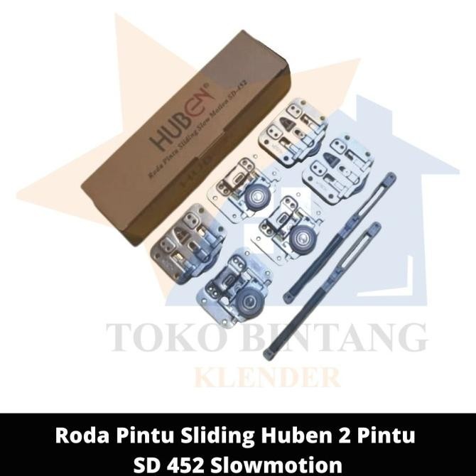 RODA PINTU SLIDING HUBEN 2 PINTU SD 452 SLOW MOTION (SET)