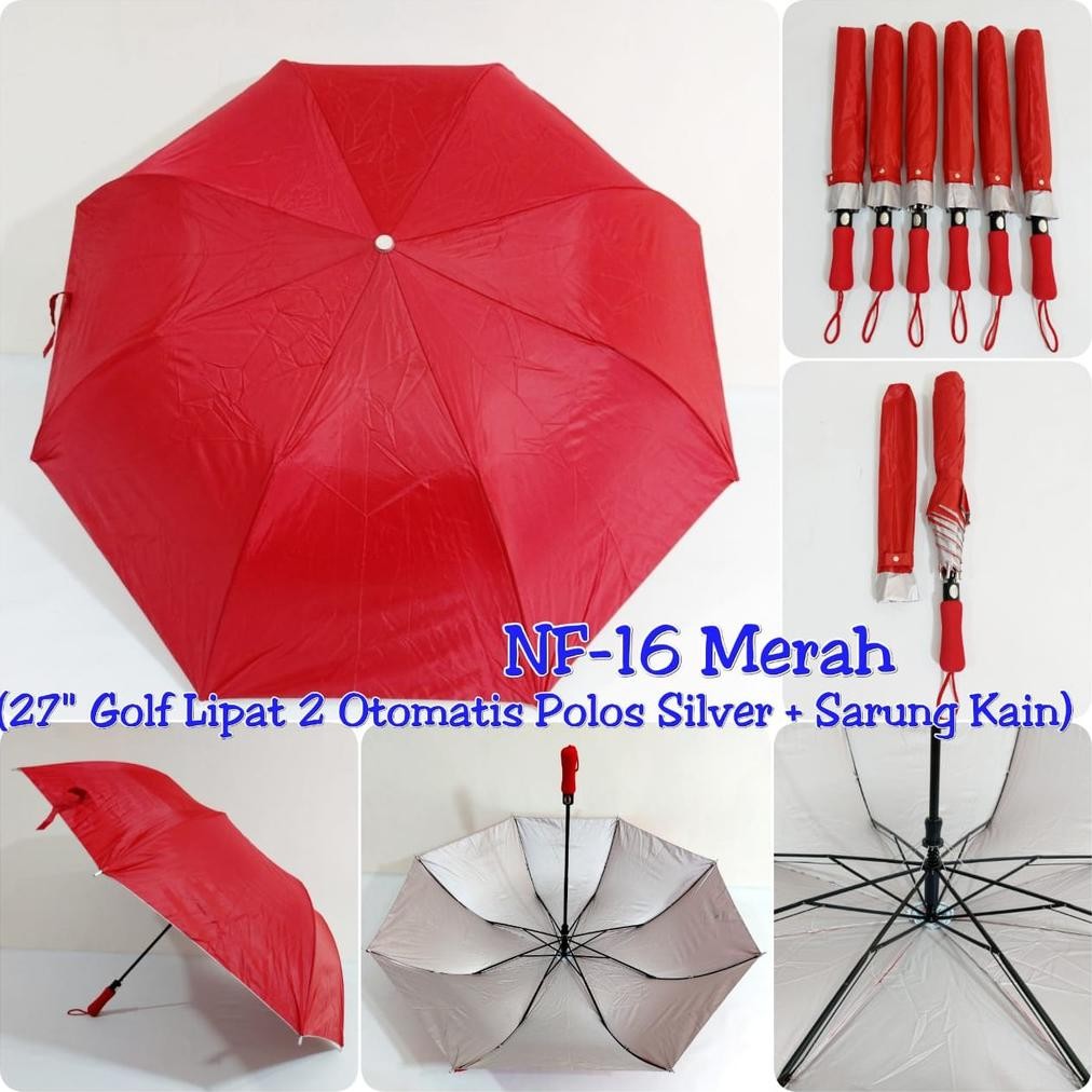 Qig-1722 Nagoya Payung Golf Lipat Otomatis+Sarung / Payung Lipat Jumbo / Payung Golf Lipat Polos War