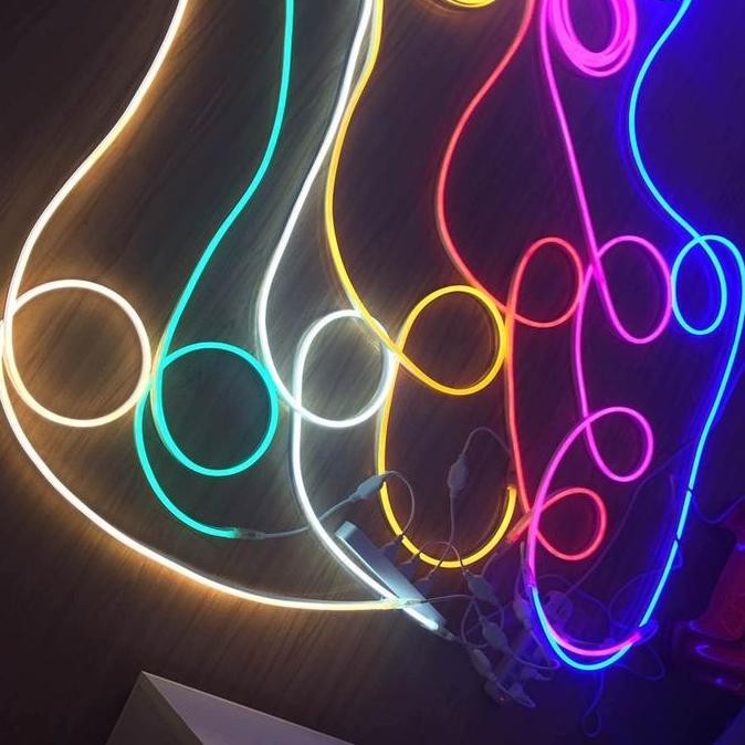 Lampu Neon Flex 220v 5-15M Waseosd Selang Fleksibel Warna Neon Box Outdoor Wateproof - Kuning, Biru