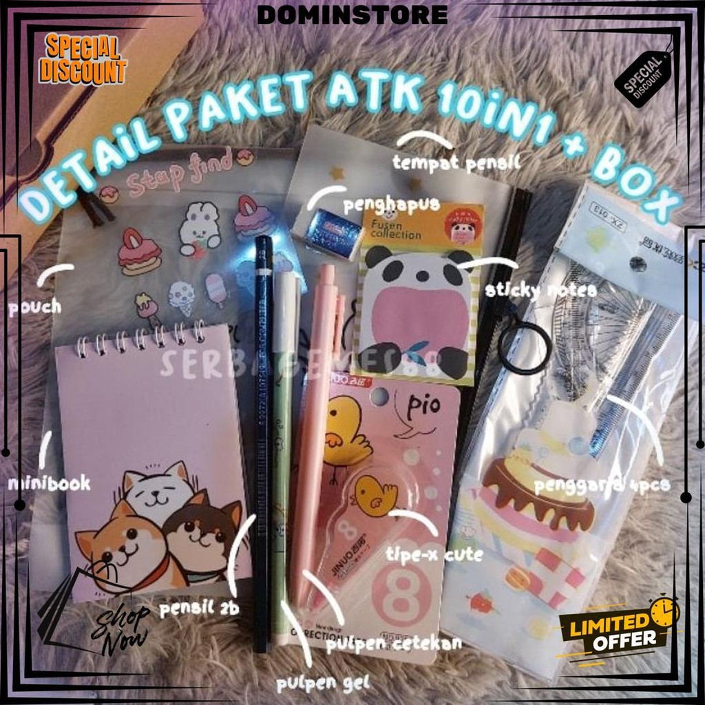 

Serbagemes88 - Set Alat Tulis 10 In 1 Lengkap / Stationery Untuk Hadiah / Hampers Kado Gift Untuk Lebaran / Hampers Wisuda Dan Ulang Tahun / Alat Tulis Paket / Alat Tulis Murah / Paket Anak Unik Dan Bermanfaat / Box Kado Perempuan Laki Laki / Buku Tulis D
