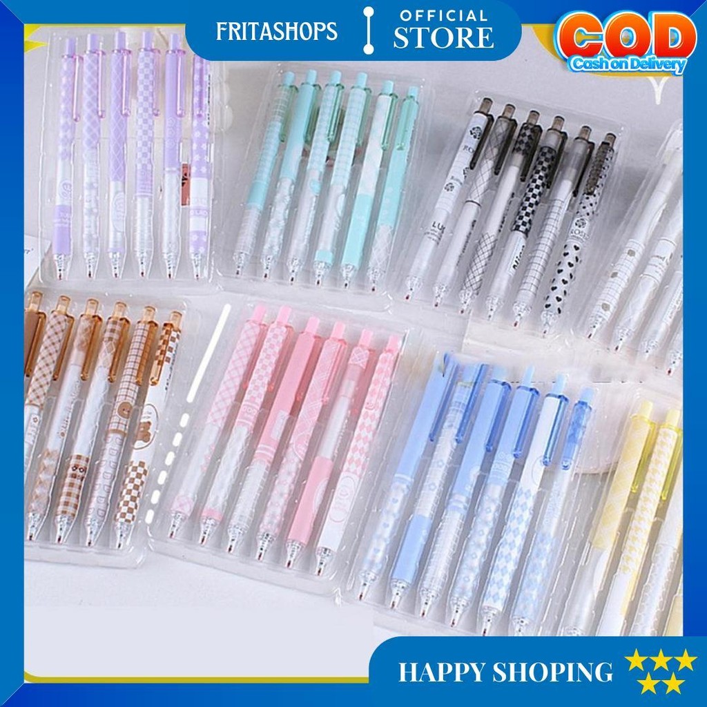 

One-A69 Pulpen St Set 6In1 Motif Bunga 0.5Mm / Pena Mekanik Alat Tulis Perlengkapan Sekolah / Retractable Pen Karakter Set / Pulpen Cetek Import D Sale