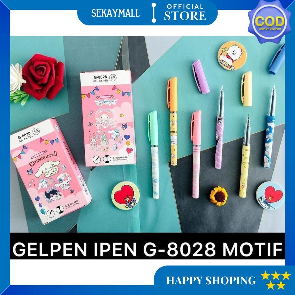 

(12Pc) Pen Gel Motif Kuromi Sanrio Cinnamoroll Pena Ballpen Ipen Labubu D Gratis Ongkir