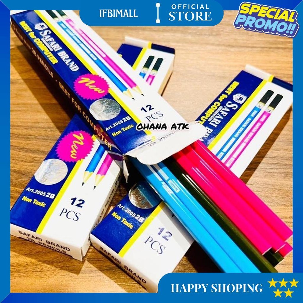 

(1Pack) Pensil Pencil Safari 2005 2B 1 Box 12 Pcs D Promo 4.4