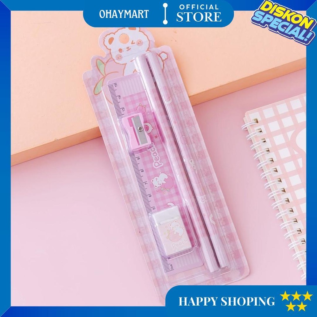 

[Karakterku] Alat Tulis Set Rautan Penghapus Penggaris Pensil Hadiah Lucu Anak Anak Sekolah Gado D Promo Puncak