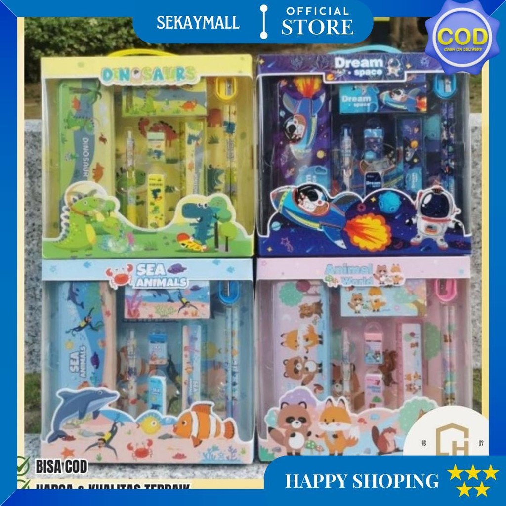 

Sh17 - Paket Alat Tulis Set 9 In 1 / Stationary Set Alat Tulis Sekolah Isi 9 Pcs / Perlengkapan Sekolah Lengkap Anak Sd / Paket Alat Tulis Motif D Cod