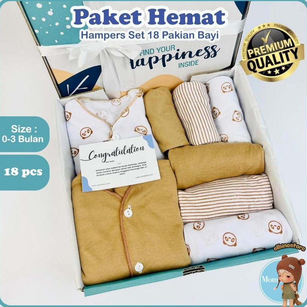[ Free Paper Bag ] Hampers Bayi Set 18 Pcs Baju Bayi Kado Lahiran Anak Perempuan Laki Laki Parcel Ne
