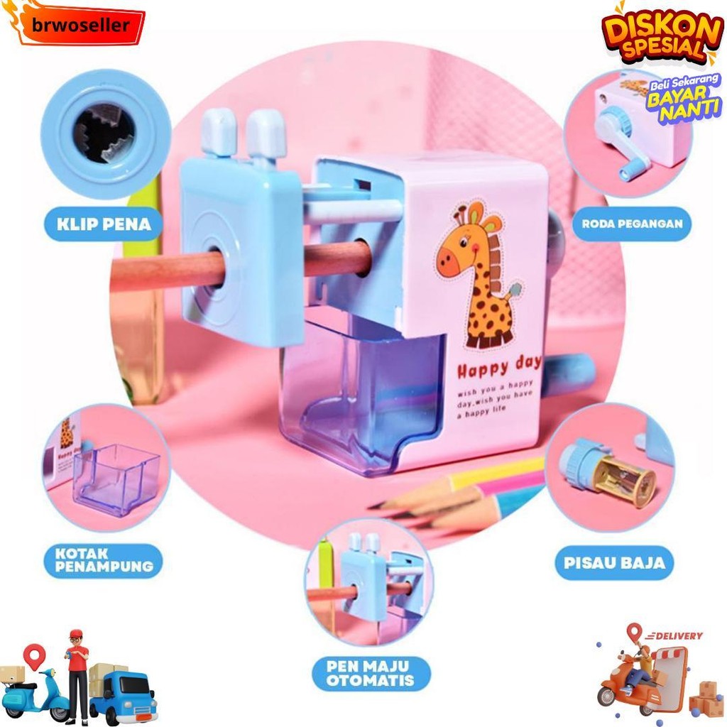 

[Ready] Aimilo Rautan Serutan Pensil Putar Gaya Kartun Sharpener Rautan Meja 4 Warna D Best Seller