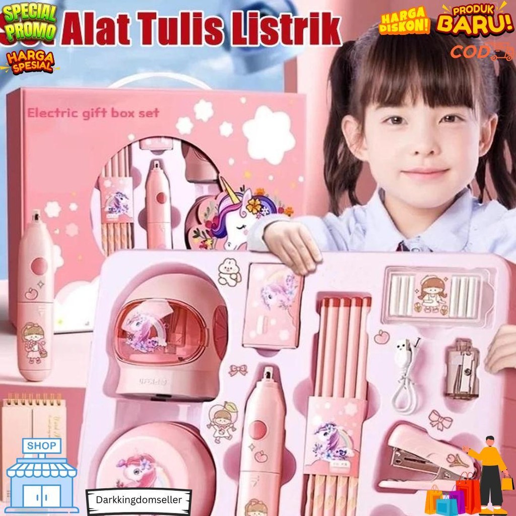 

11 In 1 Alat Tulis /Elektrik Rautan Penghapus Vacuum Pensil Anak Alat Perkakas Belajar Anak Perempuan Kado Electric Stationery Set D Best Seller