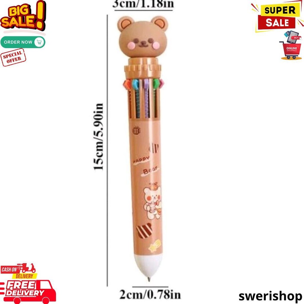

Pulpen 10 Warna Karakter Beruang Lucu / Bolpoin 10 Warna Motif Teddy Bear D Best Seller