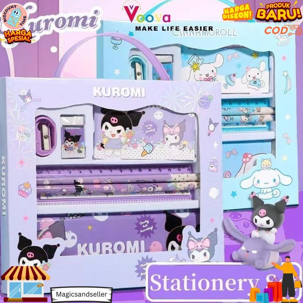 

Voova Set Alat Tulis Anak/ Kotak Pensil Anak Set 7 In 1 Stationery Untuk Hadiah Anak Sekolah Sanrio/ Alat Tulis Set Kotak Pensil Karakter Kuromi/ Set Atk Lucu Dan Murah D Promo Puncak