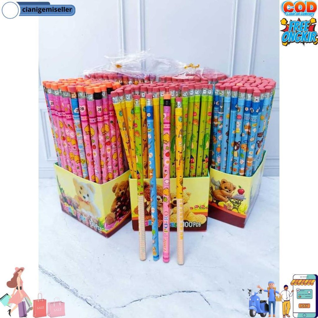 

Promo Isi 50 / 25 Pcs Pensil 2B Karakter Fancy Ada Penghapus D Cod