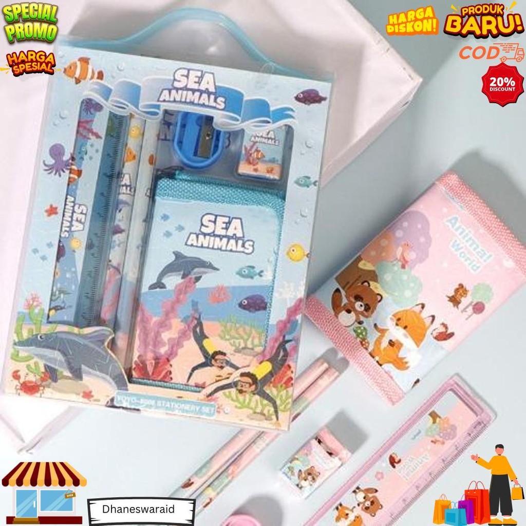 

Kings - S5926 Stationery Set / Alat Tulis Set 6 In 1 Hadiah Souvenir / Paket Alat Tulis + Dompet Anak / Alat Tulis Set Karakter D Gratis Ongkir