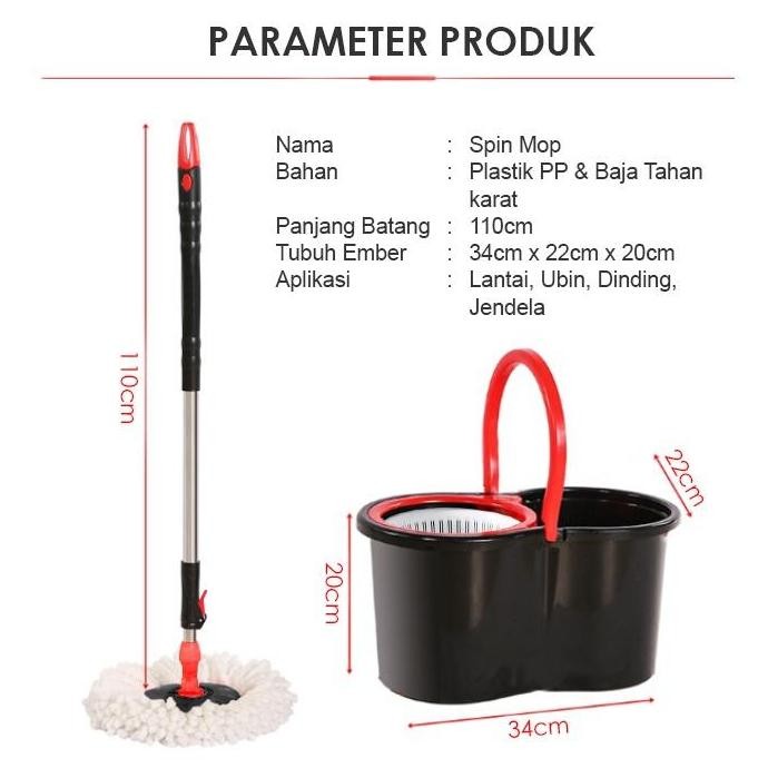 ready stock DBest Group - Sett Alat Pel Lantai Stainless dan Plastik Kode TB01/TB02 Super Spin Mop A