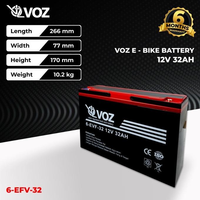 Promo Aki Selis Voz 12V 32Ah Aki Sepeda Listrik Baterai Aki Motor Listrik