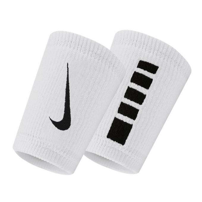 Nike Elite Doublewide Wristbands 2 Pk White/Black Original Co