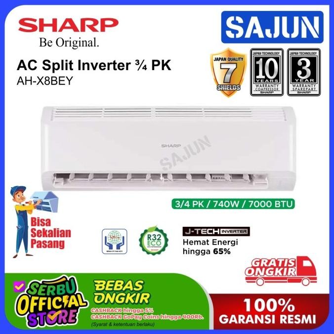 Murah Sharp AC Split Inverter 3/4 PK AH-X8BEY Non COD