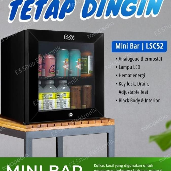Murah RSA Kulkas Mini Bar LSC52 Showcase Chiller Kaca LSC 52 Non COD