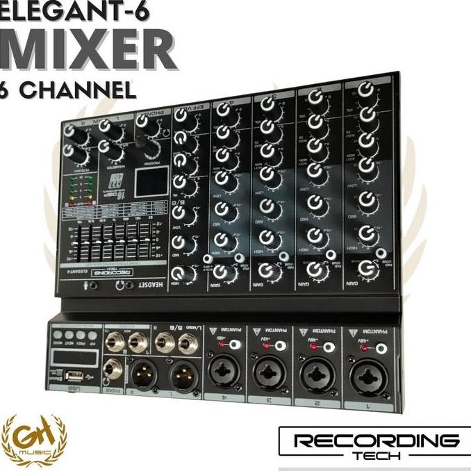 Grosir Recording Tech Elegant 6 - Mixer 6 Channel Podcast Recording Karaoke