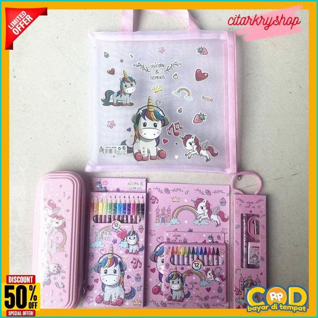

[Serbalakuofficial](Ktps.11)Kotak Pensil Sett / Study Set Stationery Set Alat Tulis Sekolah Anak Set Atk Motif Diskon
