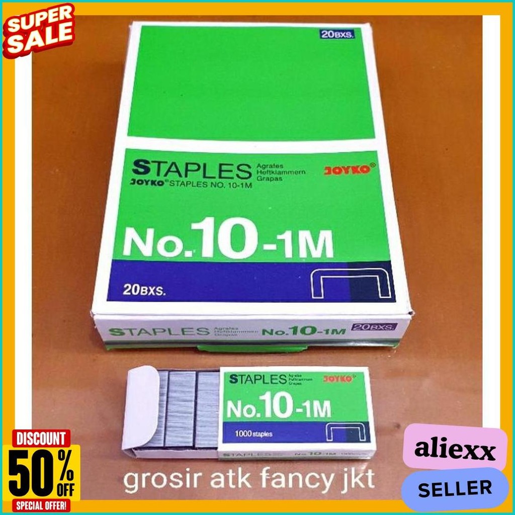 

( 1 Dus = 20 Pak Kecil ) 10-1M Staples Steples Isi Stapler Stepler Neces Joyko No. 10 - 1M Kecil Diskon Setengah Harga