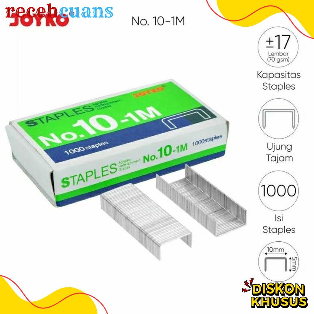 

( 1 Dus = 20 Pak Kecil ) 10-1M Staples Steples Isi Stapler Stepler Neces Joyko No. 10 - 1M Kecil Terlaris! Produk Ini Banyak Dicari