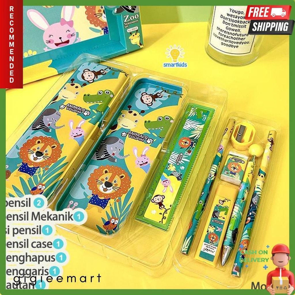 

Alat Tulis Set Paket Komplit 7 In 1 / Stationery Complete Lengkap / Kotak Pensil Anak / Souvenir Hadiah Kado / Sekolah Karakter Kartun Lucu Animal Hewan / Perlengkapan Tulis / Tempat Pensil Diskon Setengah Harga