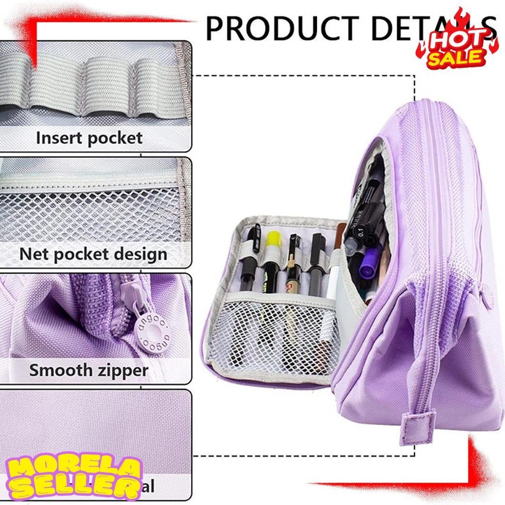 

[Cod] Angoo Super Large Capacity Pencil Case Kawaii Korean Pencil Cases Aesthetic Stationery Office Desk Storage Bag For Girls School Supplies Terlengkap Dan Termurah