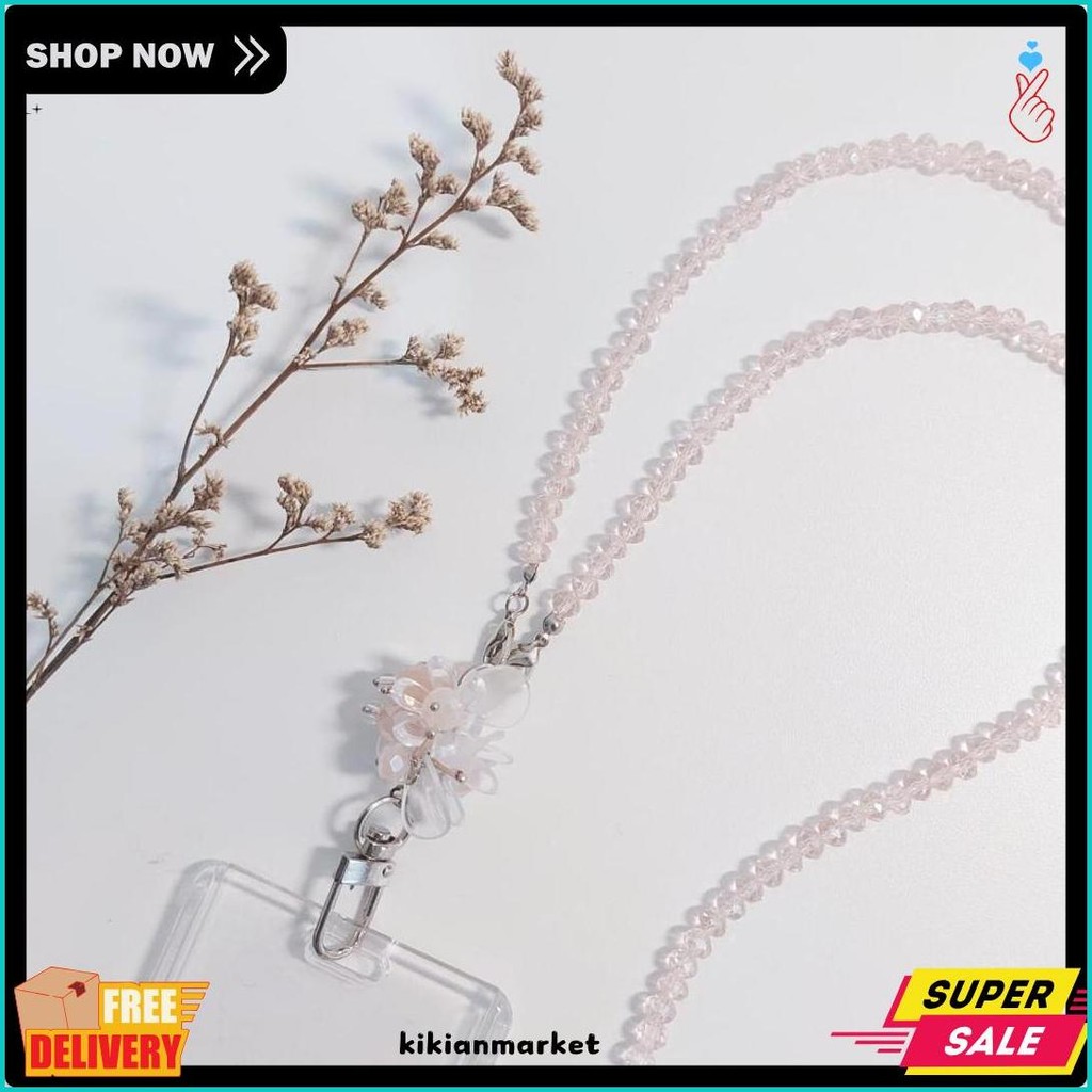 

[Lalaluna] Lanyard Crystal Beads Aesthetic | Gantungan Id Card Kantor - Bloom Diskon Setengah Harga