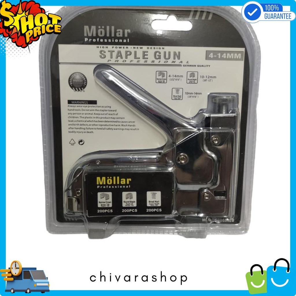 

Gun Tacker Alat Staples Dan Paku Tembak 3In1 / Staple Gun Mollar 4-14Mm / Stapler Tembak Manual Diskon Setengah Harga