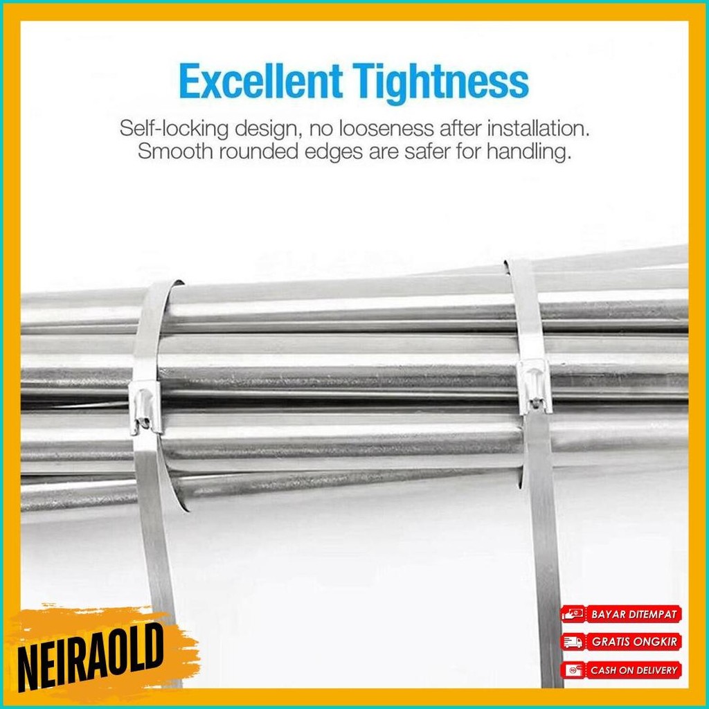 

50Pcs 15/20/30Cm Kabel Ties Stainless Steel Cable Ties Kabel Tis Steel 304 Diskon