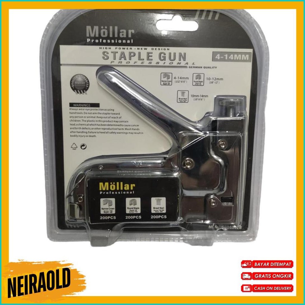 

Gun Tacker Alat Staples Dan Paku Tembak 3In1 / Staple Gun Mollar 4-14Mm / Stapler Tembak Manual Diskon Setengah Harga