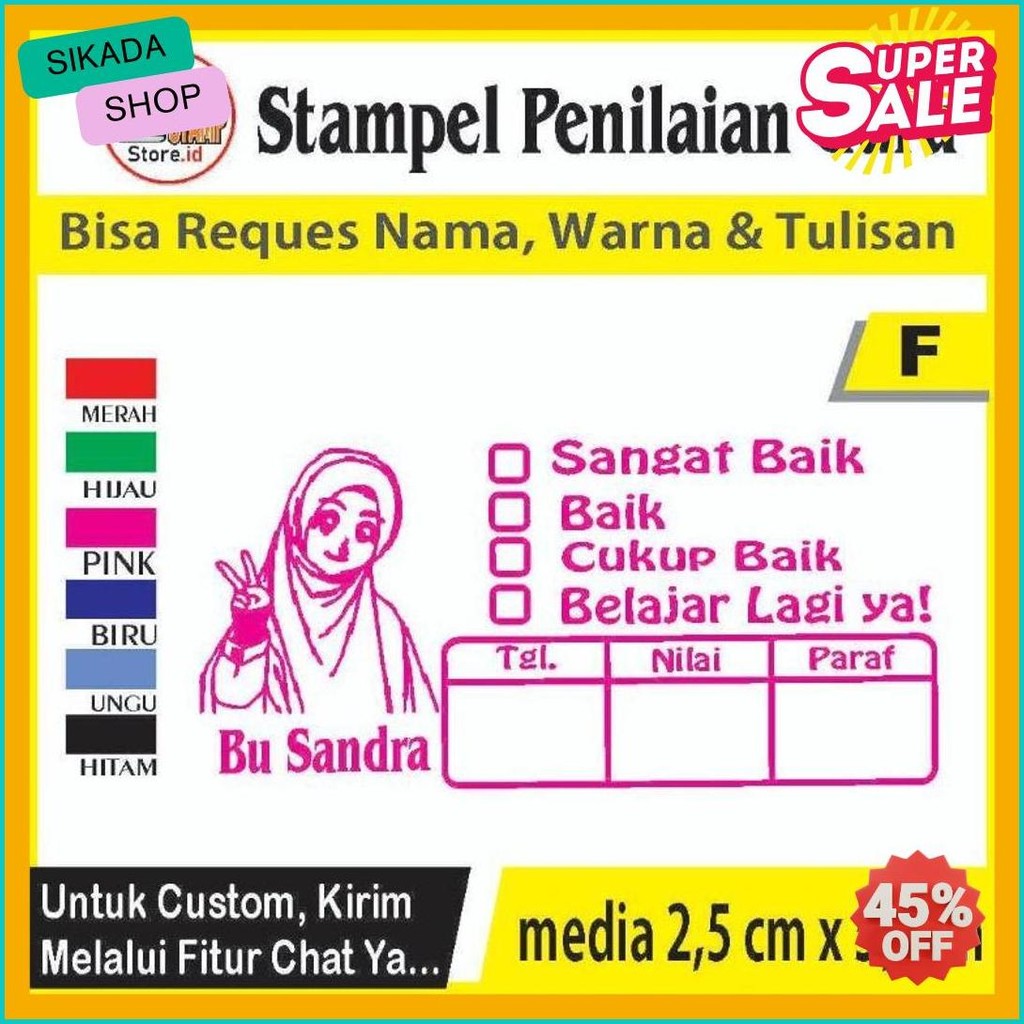 

Stempel Penilaian/Ganti Nama, Gambar Dan Warna/Cap Guru/Stampelbuguru Flash Sale! Diskon Hingga 70%